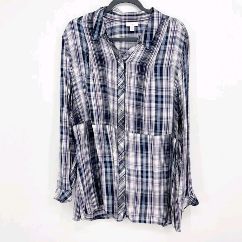 J. Jill Plaid Tunic Blouse 2X Very Soft